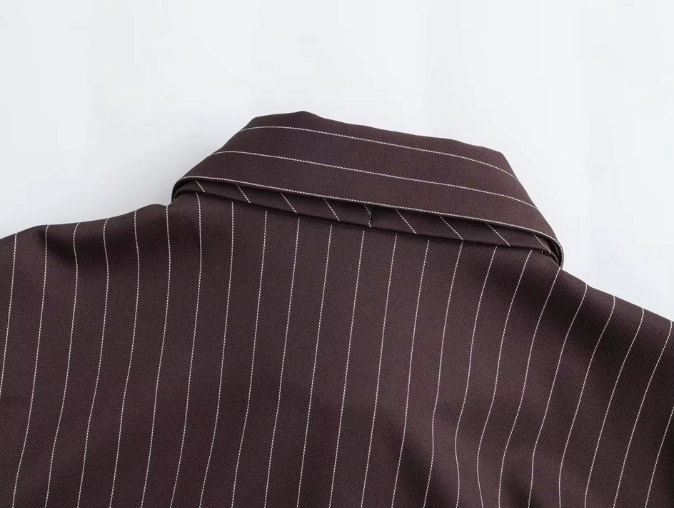 High Street Chic Striped Cropped Long Sleeve Tie Sexy Blouse