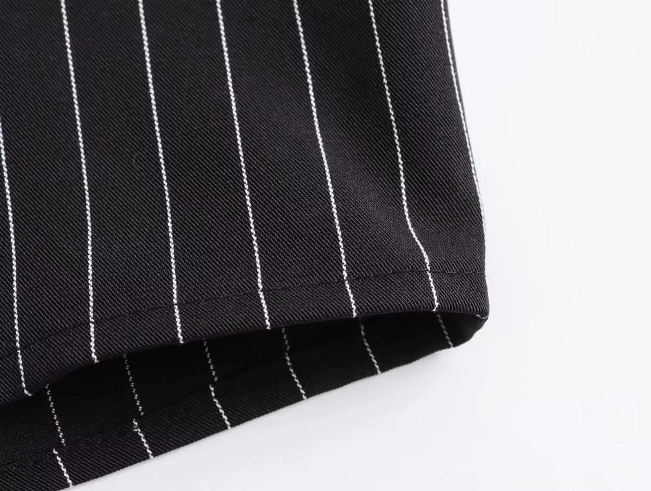 High Street Chic Striped Cropped Long Sleeve Tie Sexy Blouse