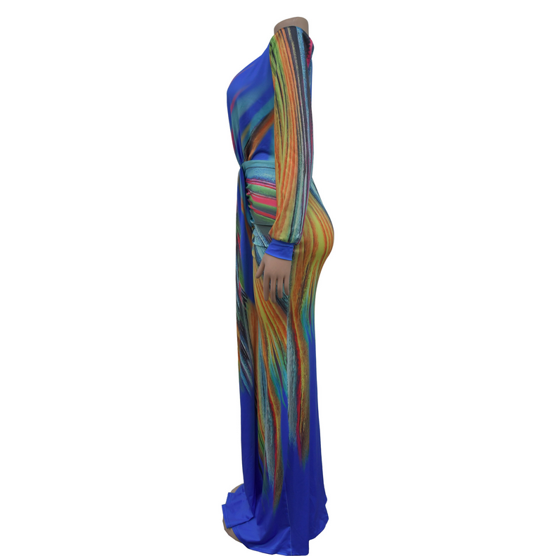 Summer Holiday Full Sleeve V-Neck Long Maxi Dress
