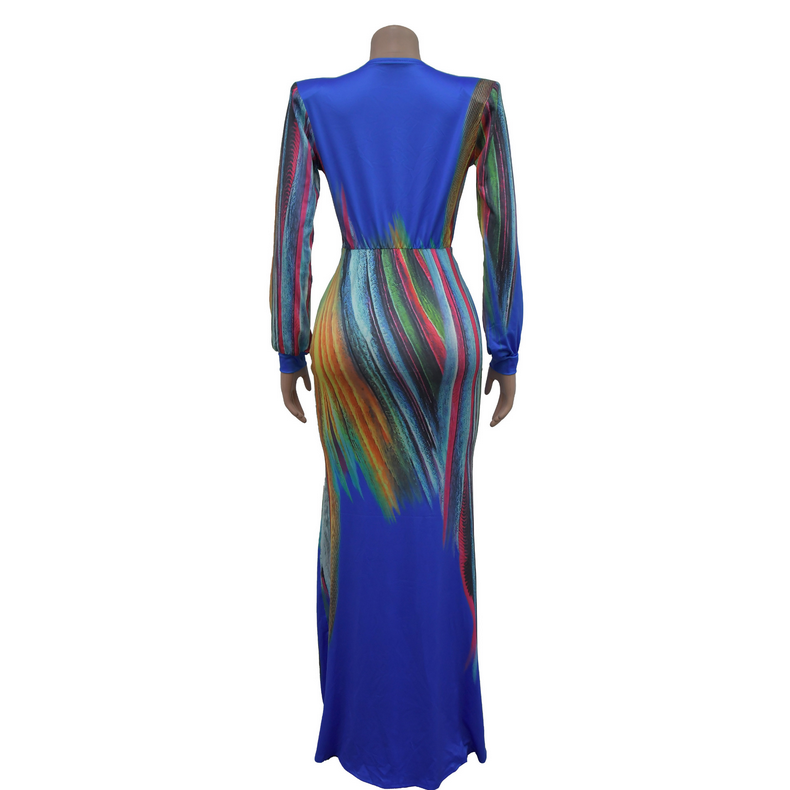 Summer Holiday Full Sleeve V-Neck Long Maxi Dress