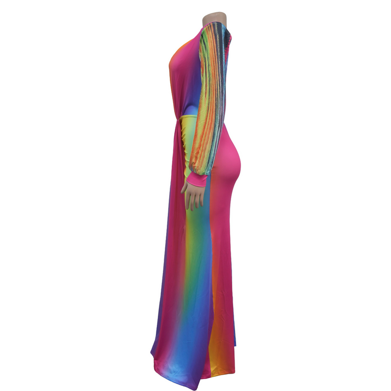 Summer Holiday Full Sleeve V-Neck Long Maxi Dress