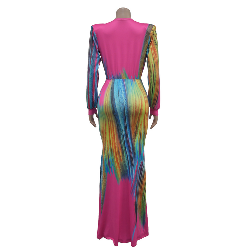 Summer Holiday Full Sleeve V-Neck Long Maxi Dress