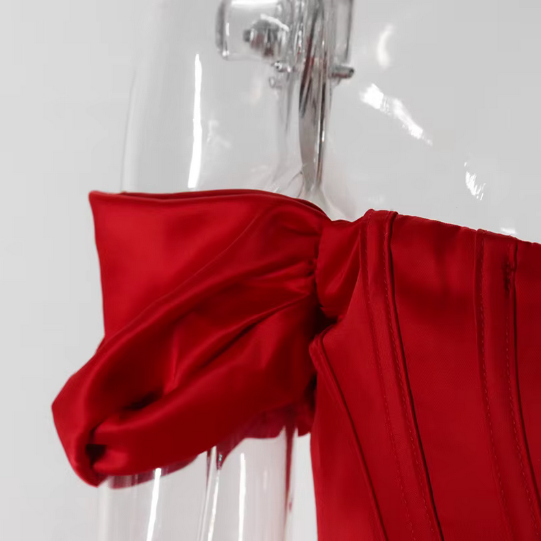 Summer Autumn Elegant Off Shoulder Backles Ruched Midi Dresses