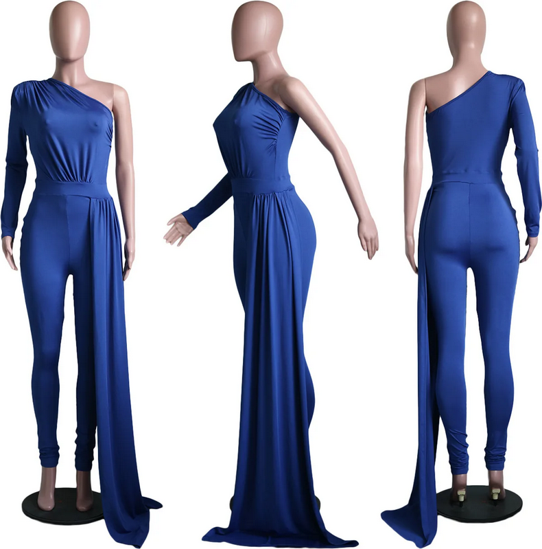 Elegant One Shoulder Dip Hem Jumpsuit