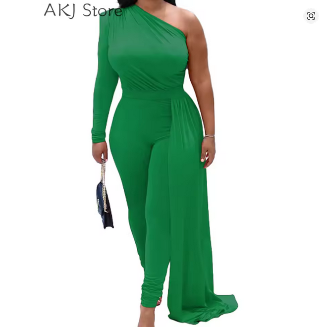 Elegant One Shoulder Dip Hem Jumpsuit