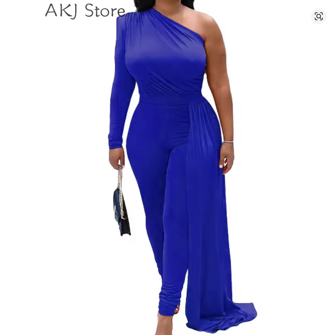 Elegant One Shoulder Dip Hem Jumpsuit