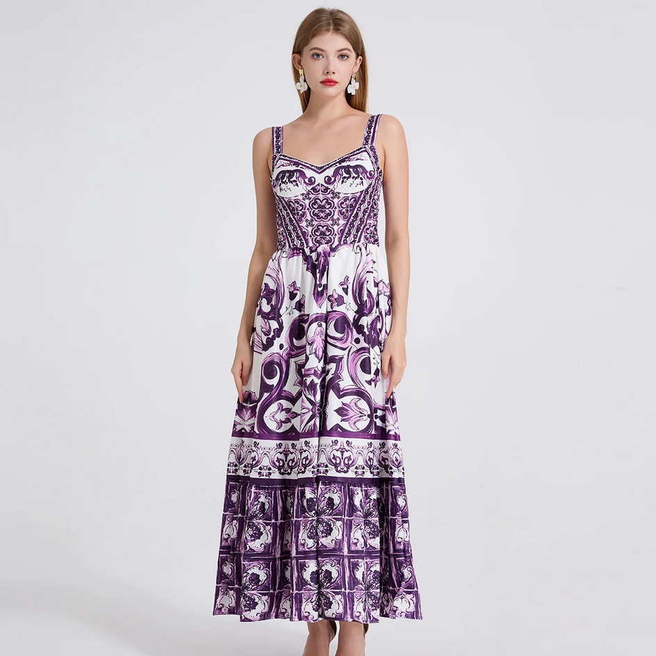 Runway Summer Holiday Spaghetti Strap V Neck Backless Maxi Dress