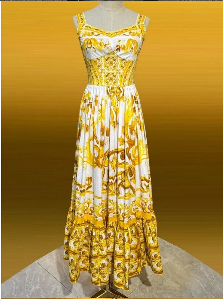 Runway Summer Holiday Spaghetti Strap V Neck Backless Maxi Dress