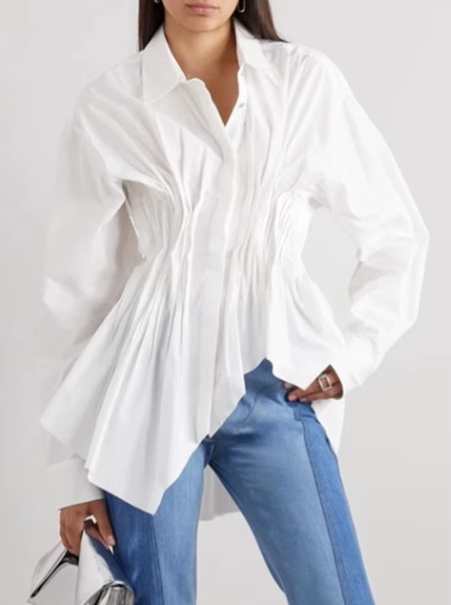 Lapel Long Sleeves Patchwork Single Breasted Shirt
