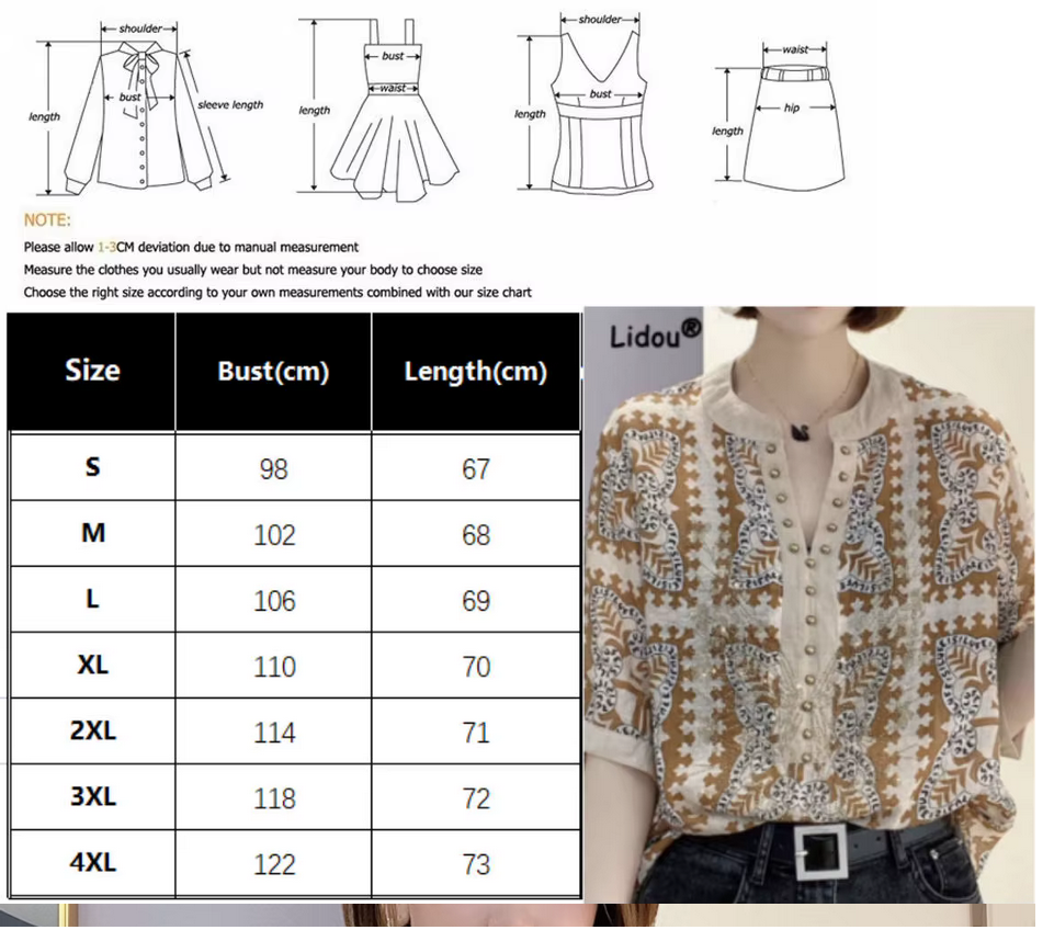 Elegant Fashion Rivet Casual Printing Summer Short Sleeve Loose Temperament Shirt
