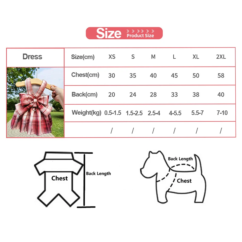 Plaid Dog Dress Bow Tie Harness Leash Set for Small Dogs Cats