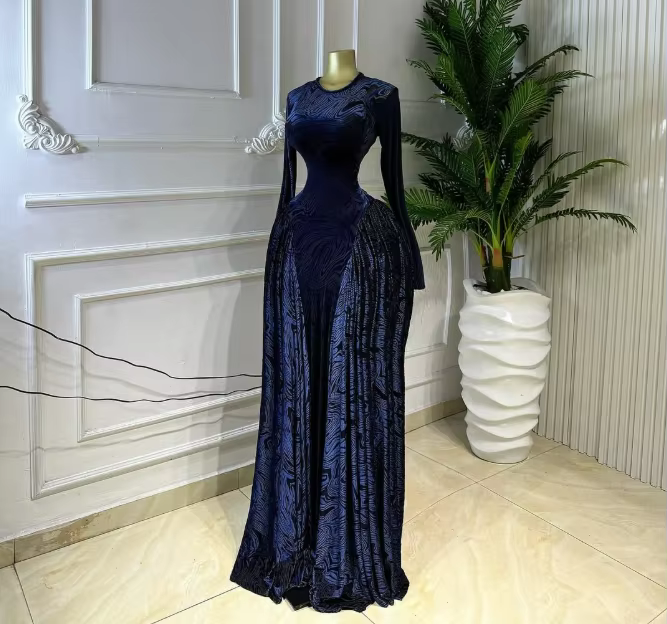 Lace Up O-neck Long Sleeve Big Swing A-line Maxi Dress
