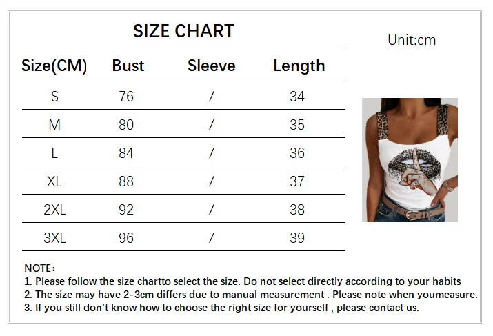 Leopard Lips Print Sleeveless Sexy Tank Tops