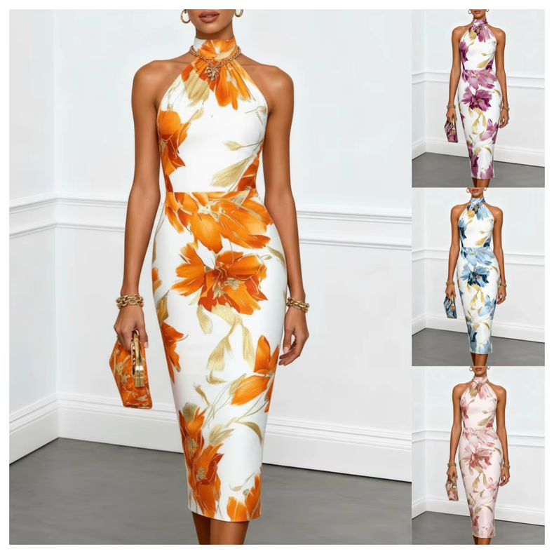 Sexy Backless Halter Bodycon Dress