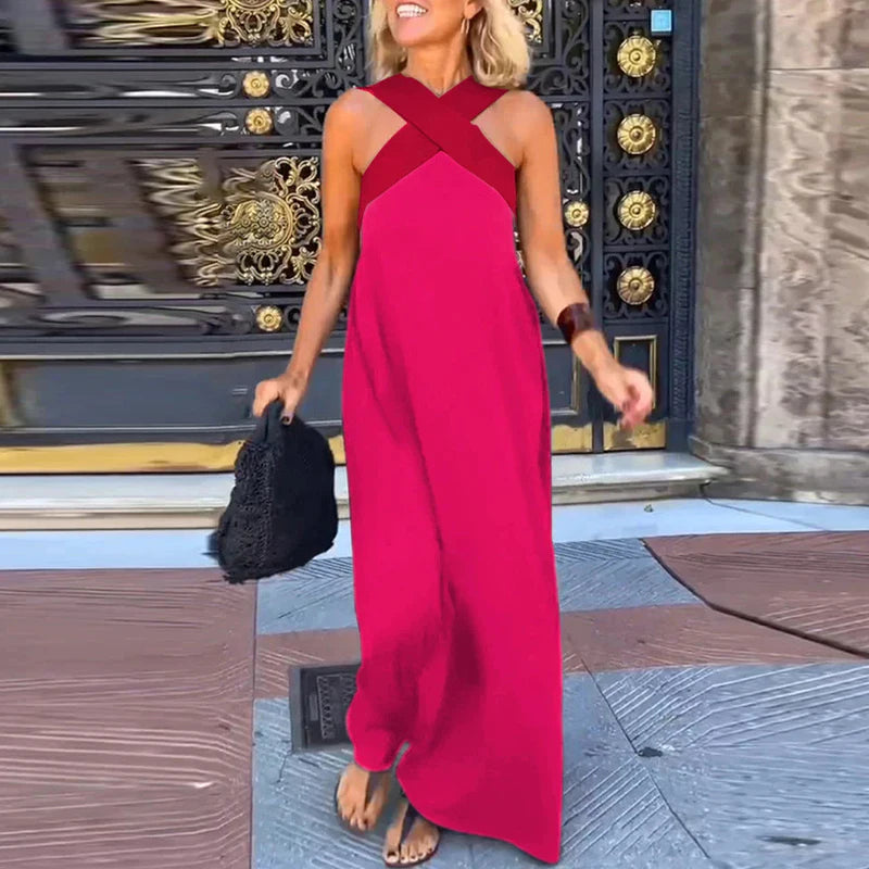 Sexy Cross Halter Sling Long Dress