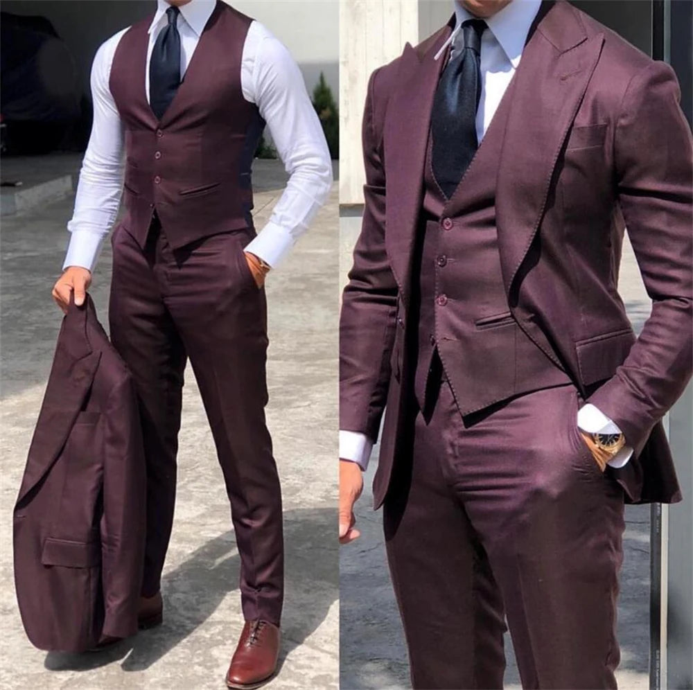Solid Color Men's Formal Business Suit