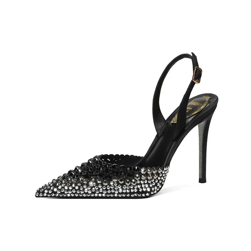 Luxury Rhinestones Gradient Slingbacks Stiletto High Heels
