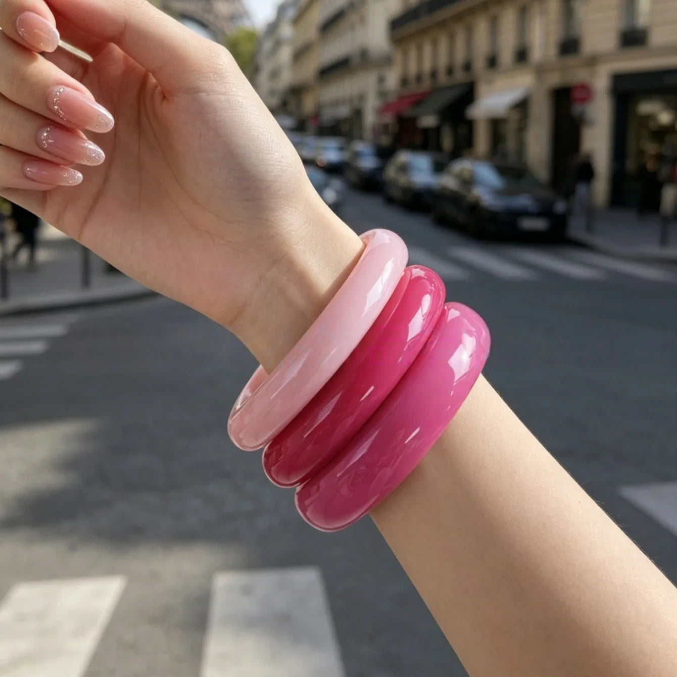 Vintage Chunky Acrylic Bangles (3‑Piece Set)