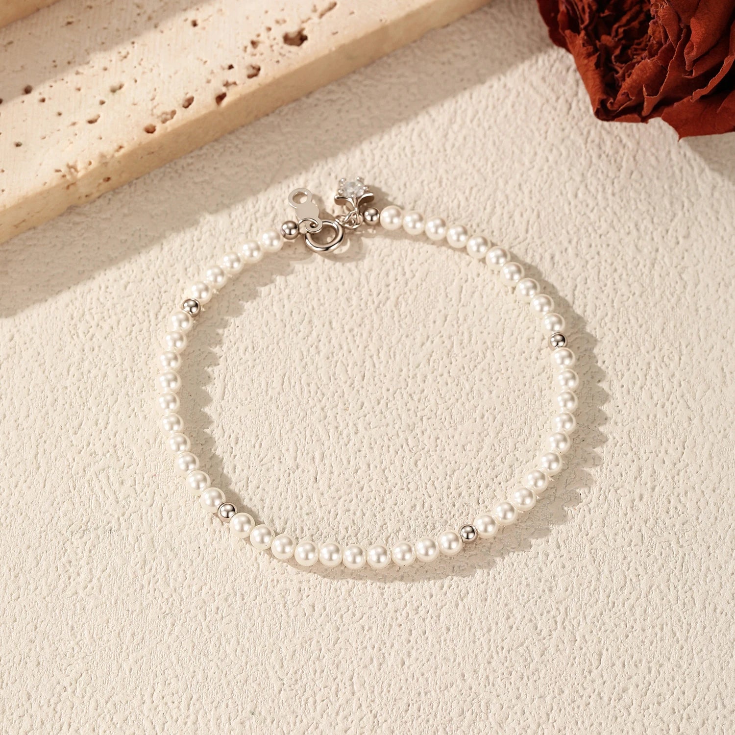 Elegant Pearl & Star Bracelet