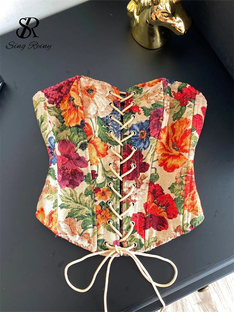 Strapless Embroidered Corset Top