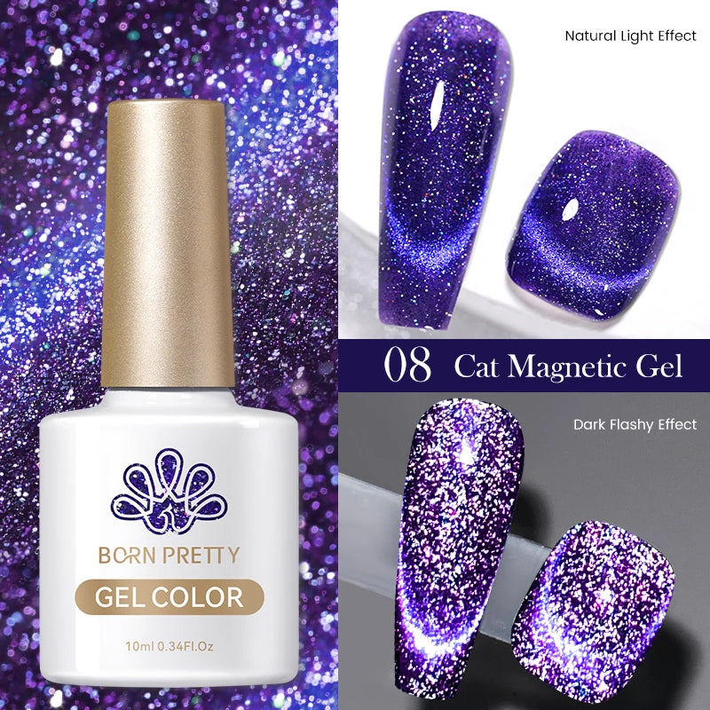 BORN PRETTY 10ml White Cat Magnetic Gel Nail Polish Ultra Shine White-light Varnis Semi Permanent Soak Off UV LED Gel for Nails