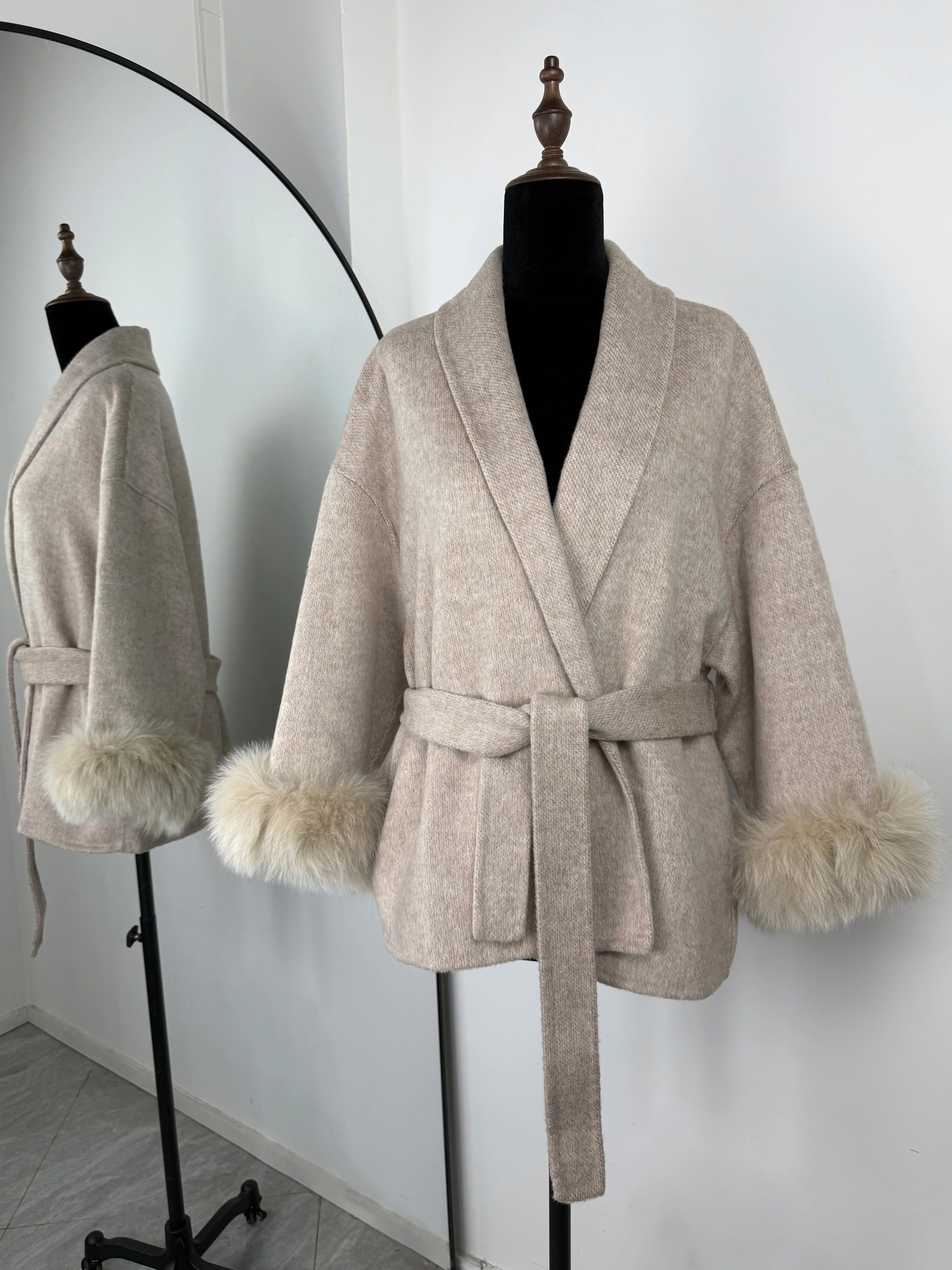 Fox Fur Short  Removable Elegant Double-sided Wool Overcoat