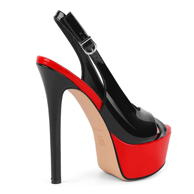 Onlymaker Women Mixed Colors Thin High Heel Striped Sandals Sexy Slingback Buckle Strap Pumps  Party Dress Sandals