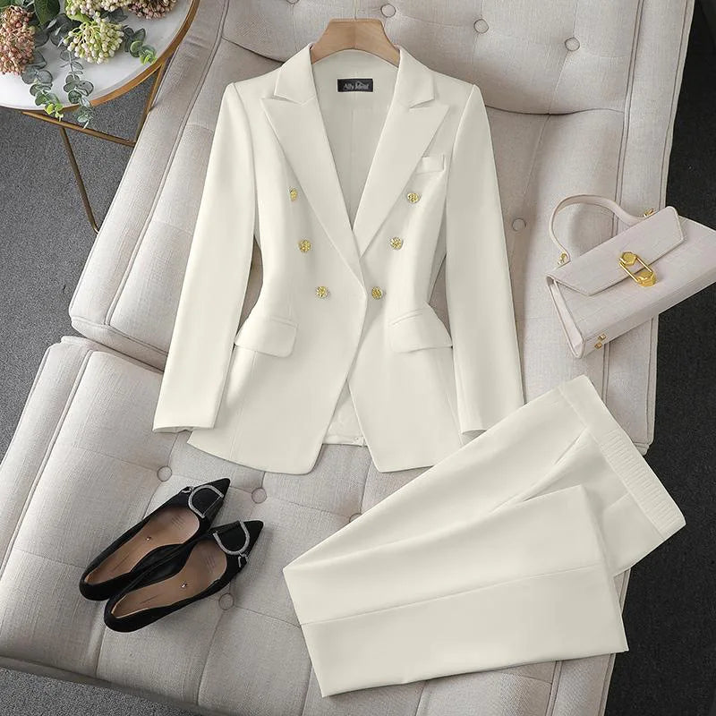 2026 Slim Office Blazer & Straight Trousers Set