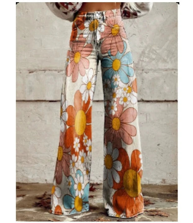 Wide-Leg Plus Size Denim-Look Casual Pants
