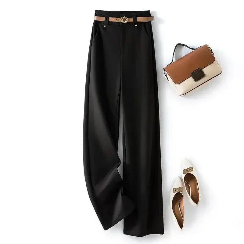 Office Tailoring Fluid Female  Wide Leg Trousers