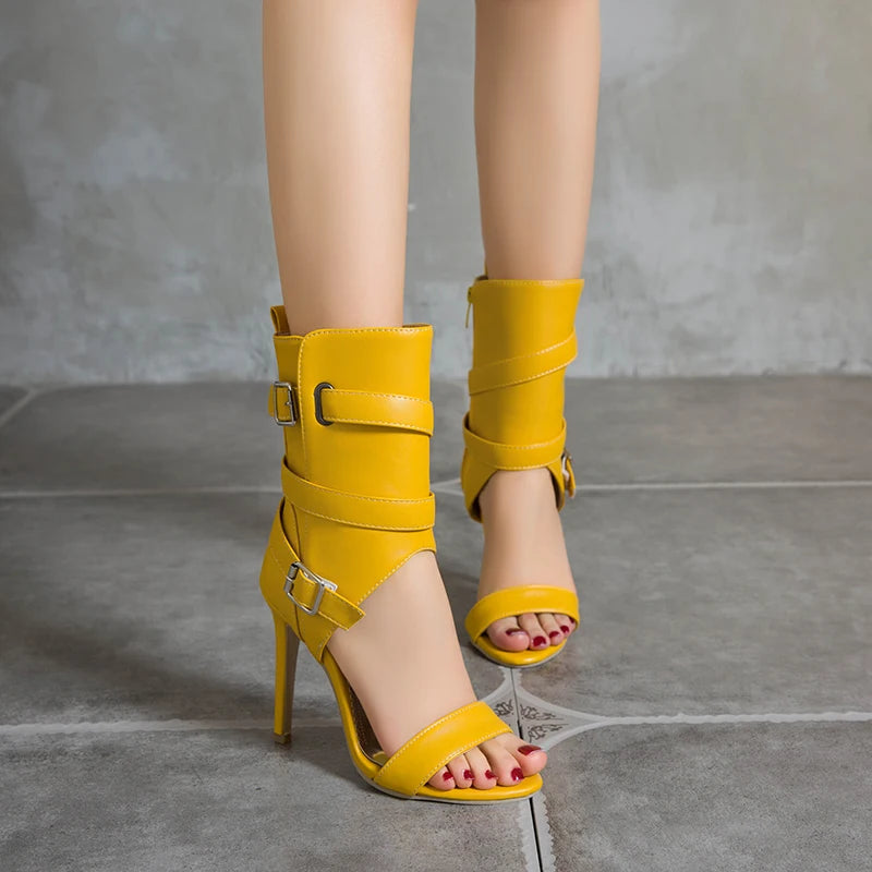 Sexy Peep Toe Summer Ankle Boots