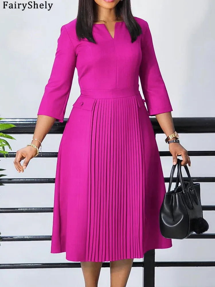 2026 Sexy Solid Plus Size Long Sleeve Autumn Party Tight Folds Curvy Dress