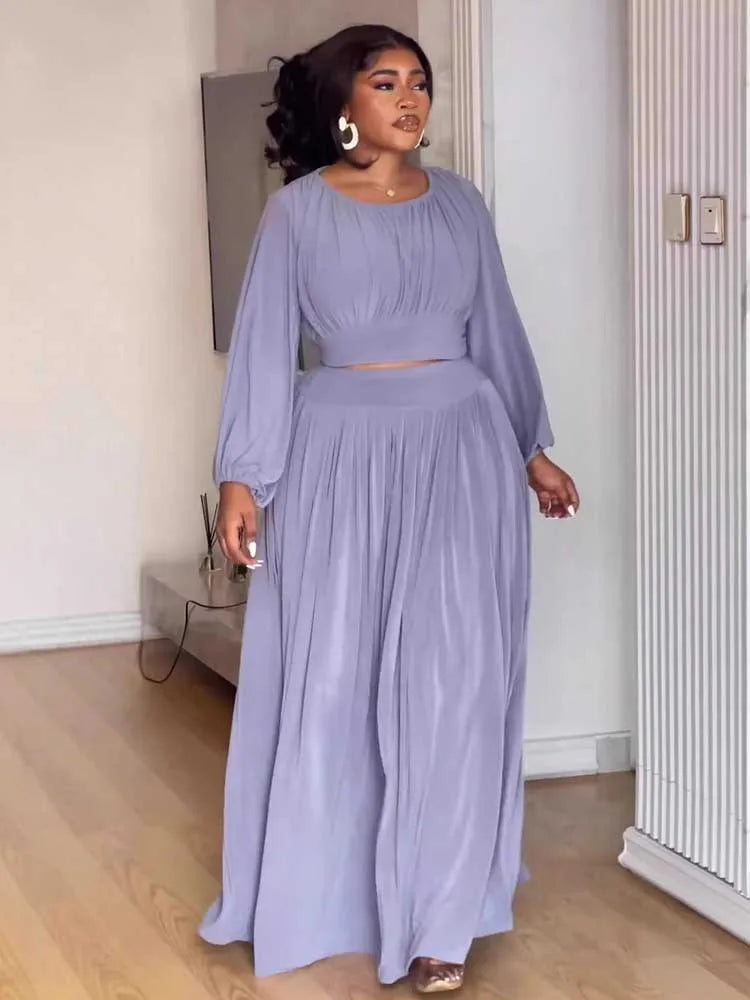 Long Sleeve Top and Long Skirt Set