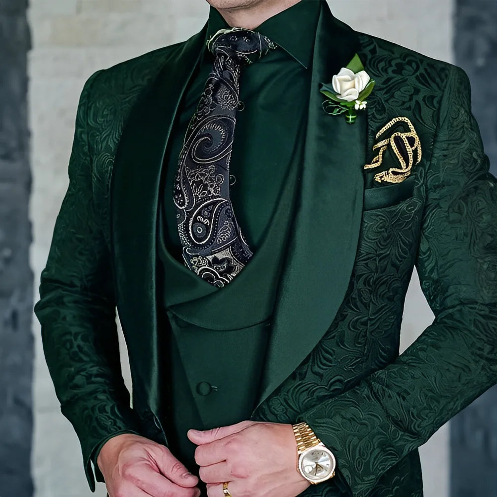 Jacquard Men's 3-piece Suit Set