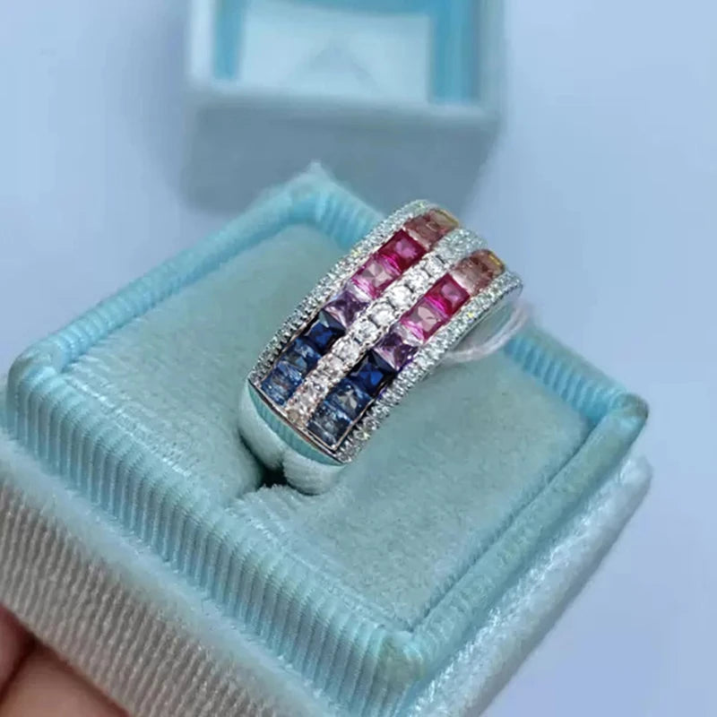Rainbow Color Cubic Zirconia Rings