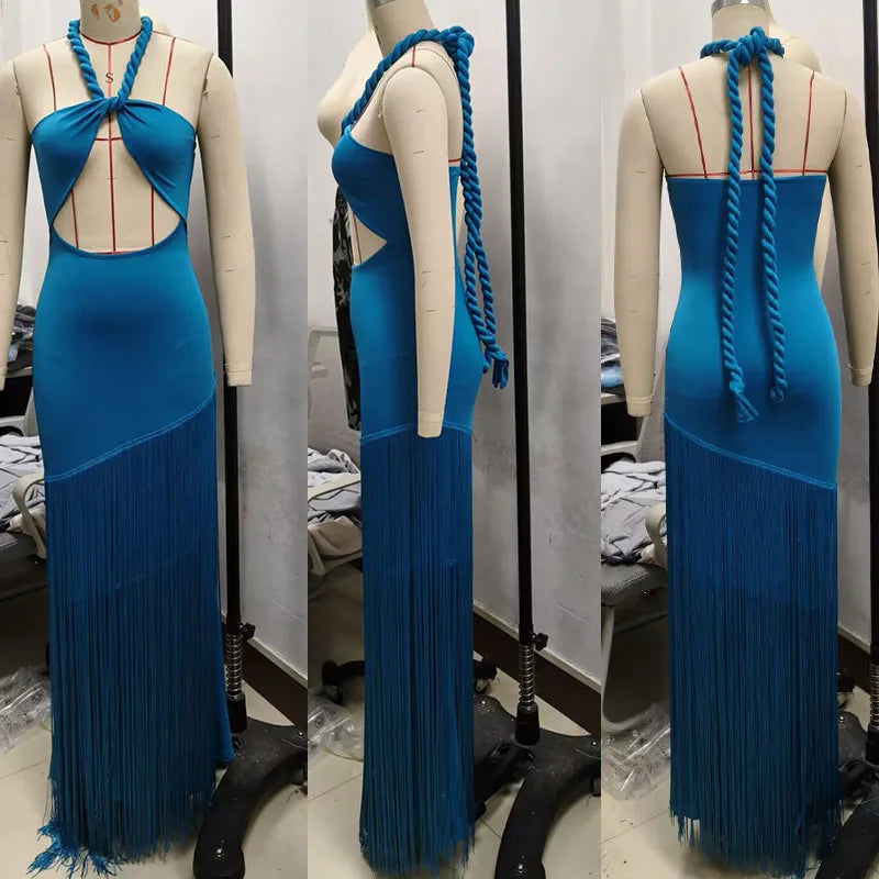 Sexy Halter Backless Bodycon Maxi Dresses