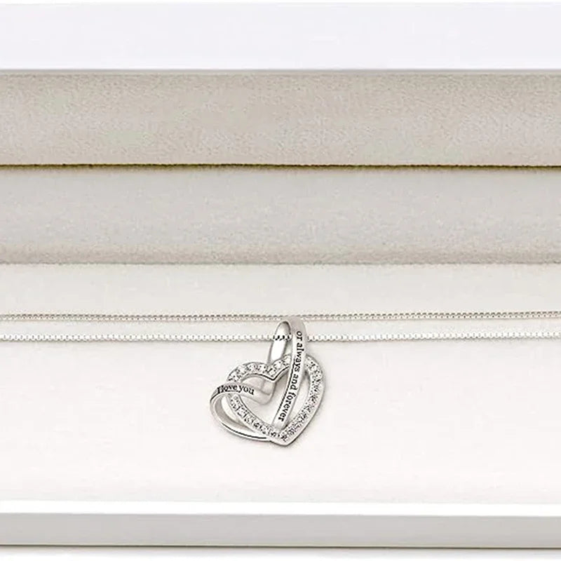 Double Hollow Heart Pendant Necklace