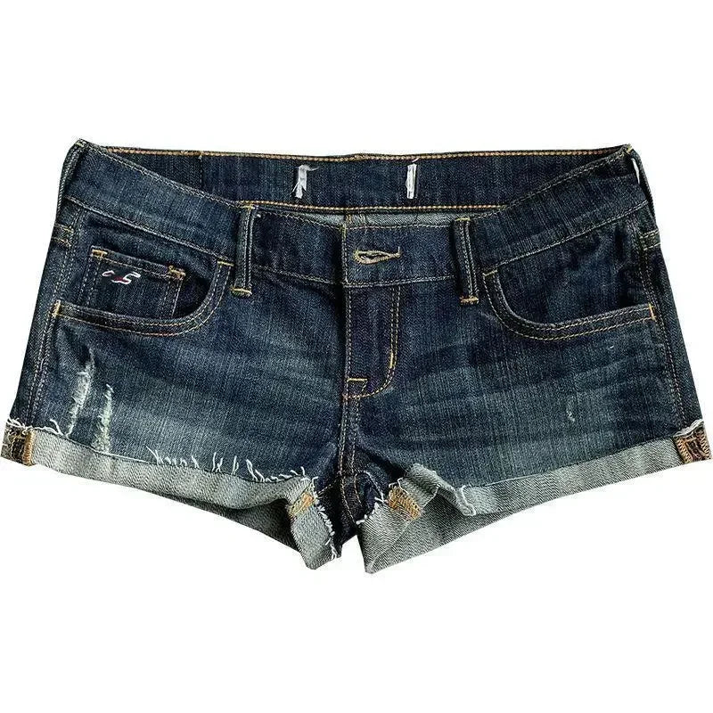 Summer Street Casual  Low Rise Elastic Mini Shorts
