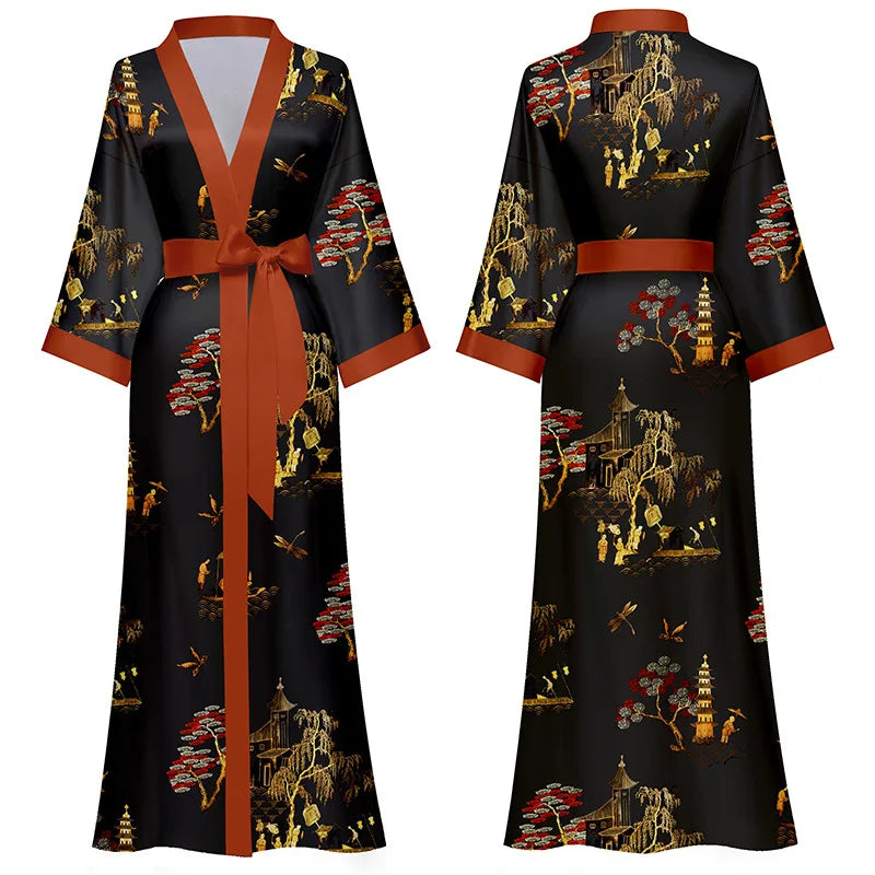 New Spring Summer  Long Robe Kimono Bathrobe