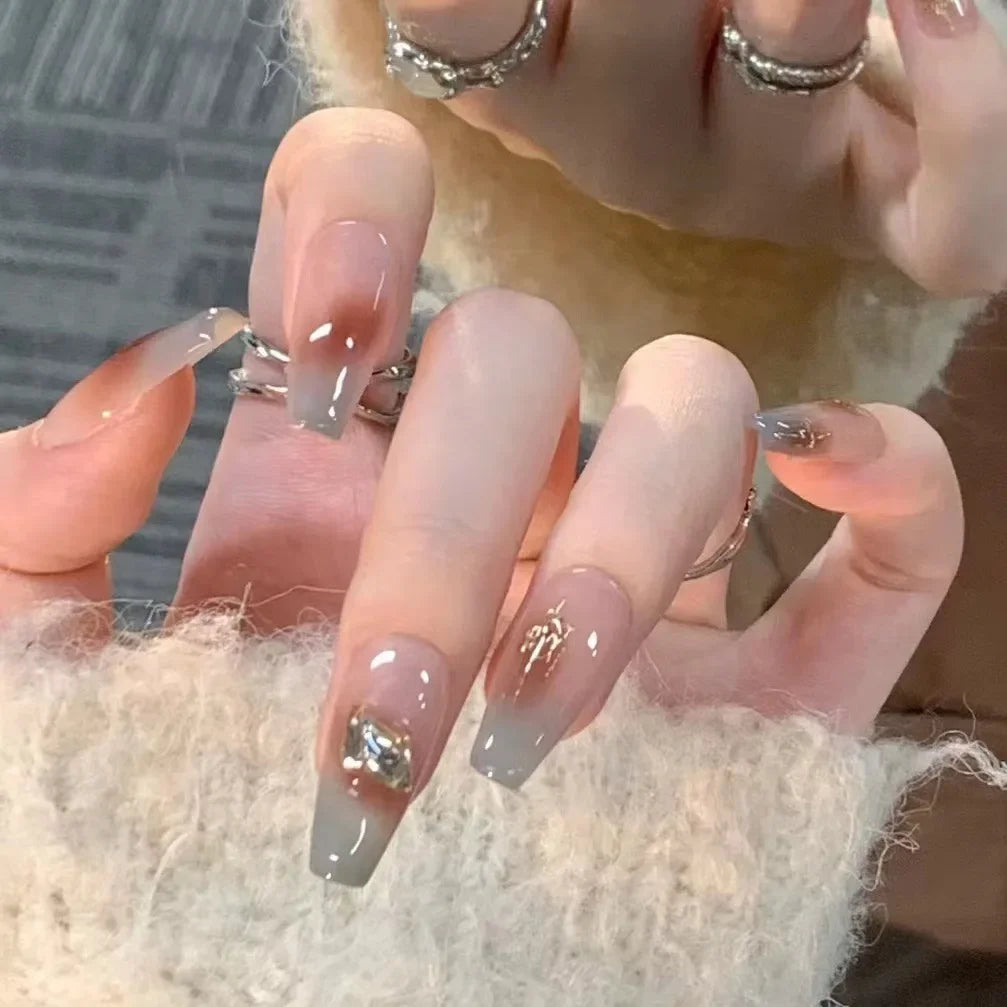 24Pcs Pink Ballet Fake Nails