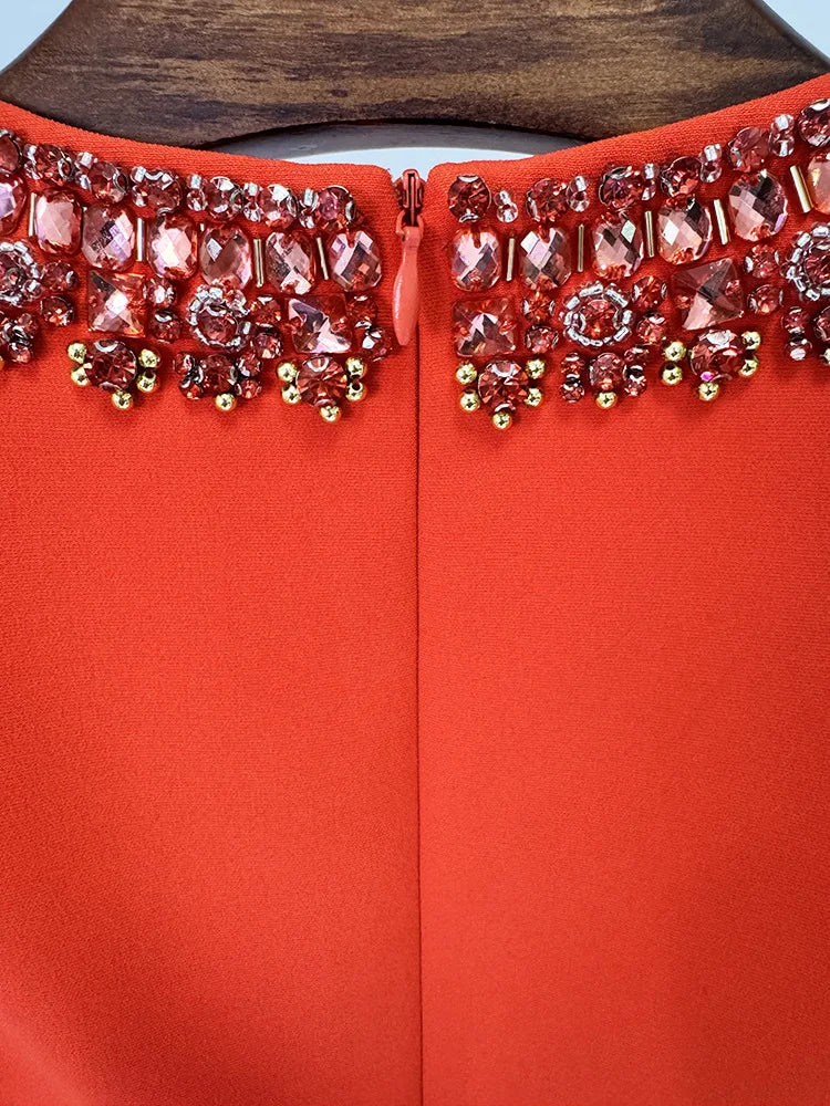 2026 Designer Fashion Colorful Diamond Beading Sleeveless  Tank Dress
