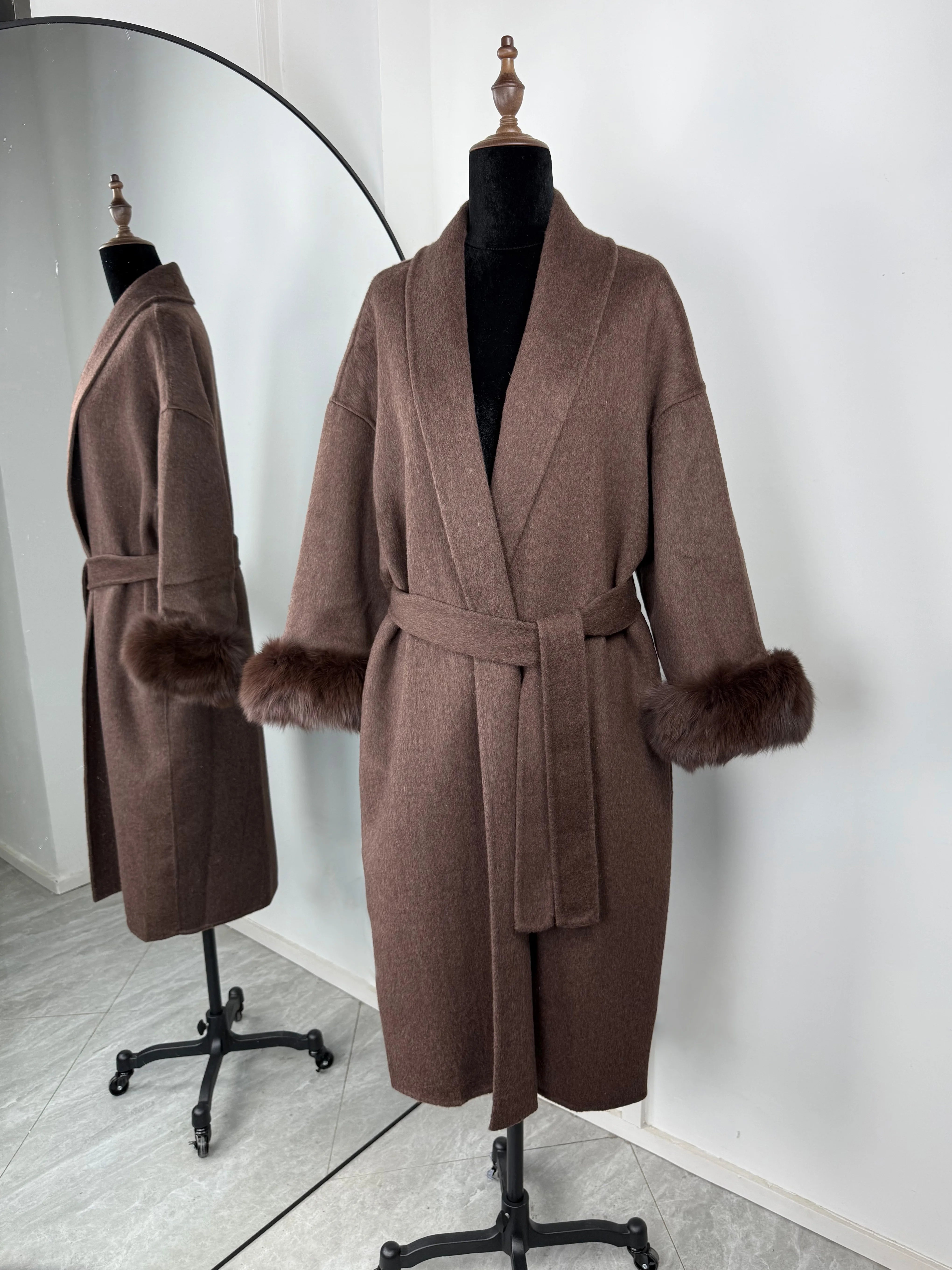 Fox Fur Short  Removable Elegant Double-sided Wool Overcoat
