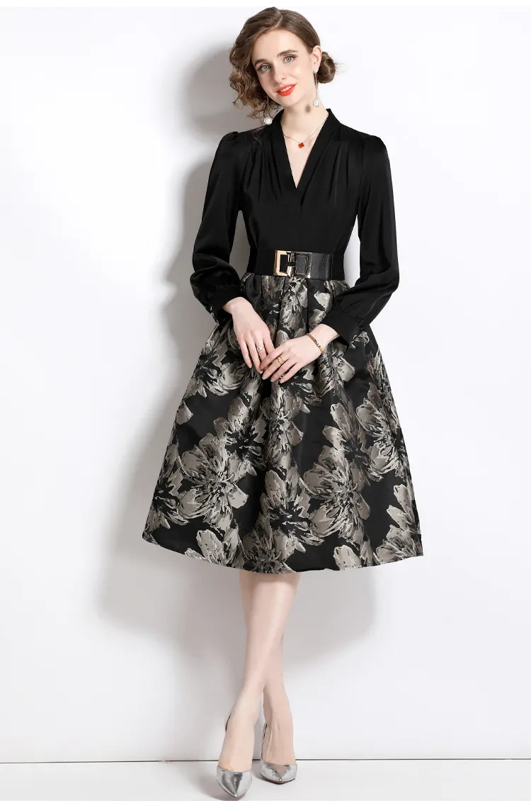 Autumn Elegant Jacquard Dress