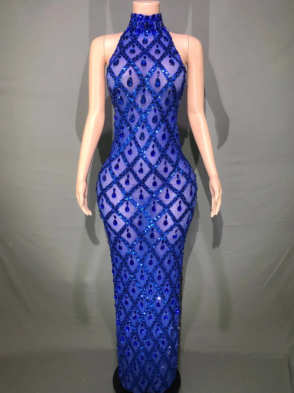 Sparkly Rhinestones Sleeveless Long Dress