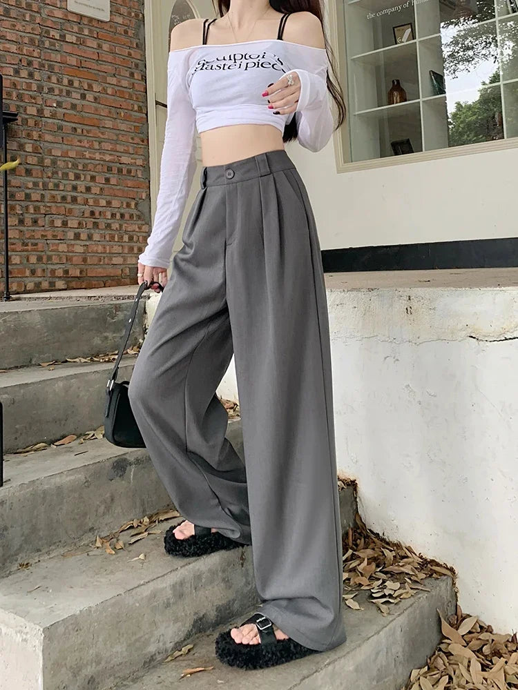 Loose Slimming Drape High Waist Casual Pants