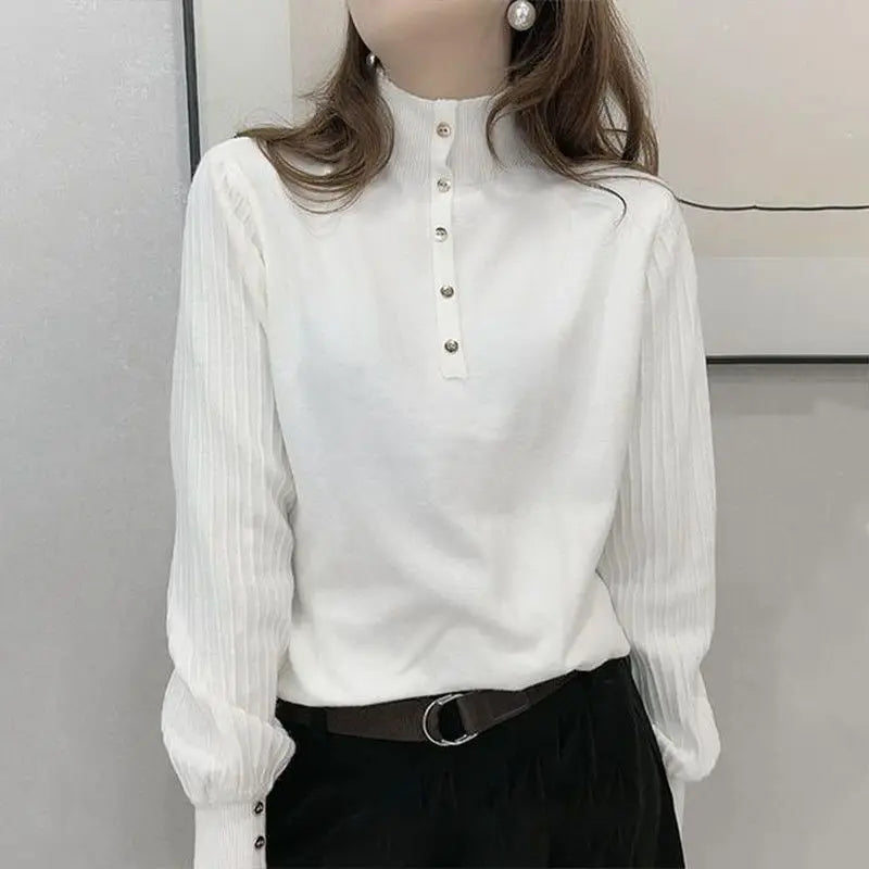 Autumn and Winter Semi High Neck Knitted Sweater