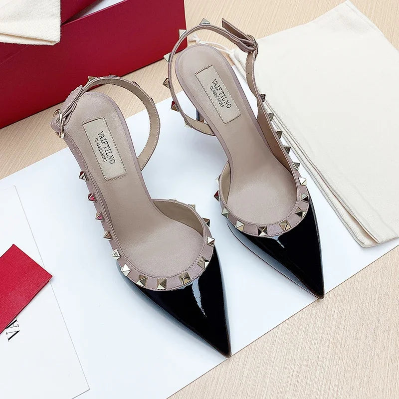 Heels sandals Gladiator summer luxury Brand 2025 Hollow Party Rivet High Heels designer Elegant Slingbacks Ladies Shoes Women