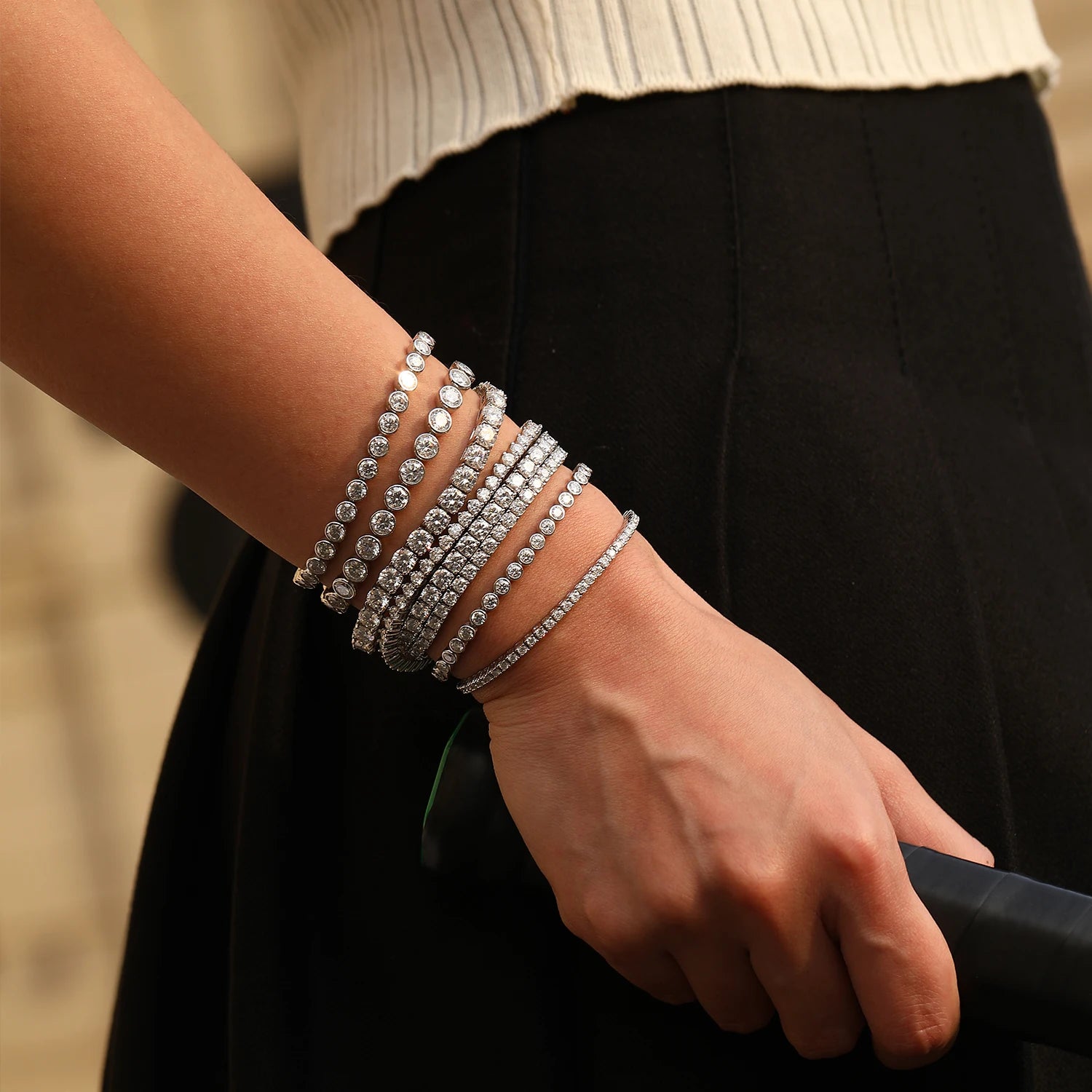 D Color VVS1 Moissanite925 Sterling Silver Single Classic Tennis Bracelets With Box