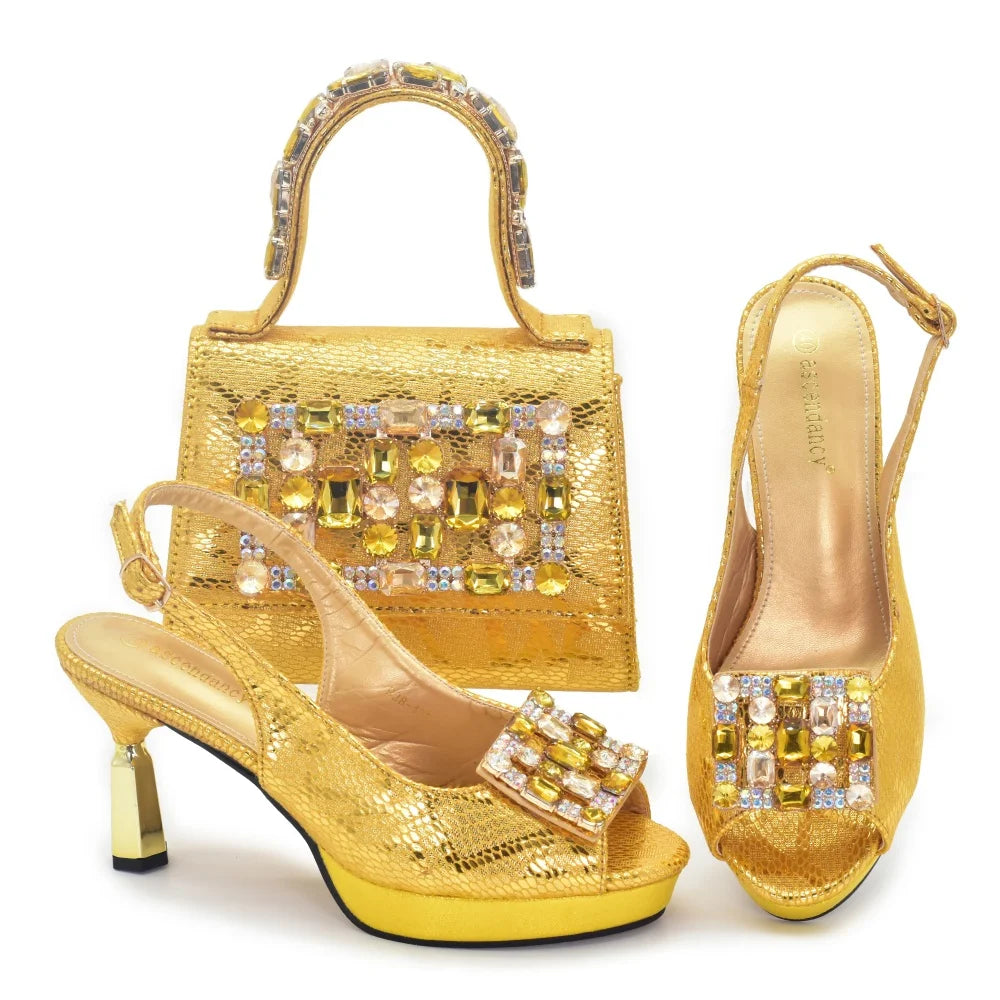 Luxury Rhinestone Shoe & Bag Set