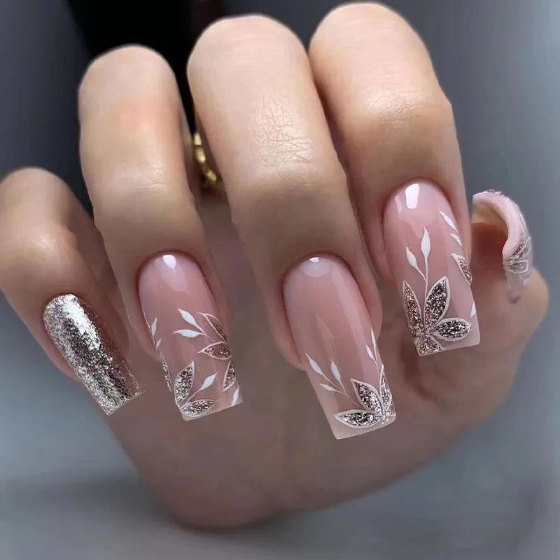 24pcs Press on Nails Flower Design